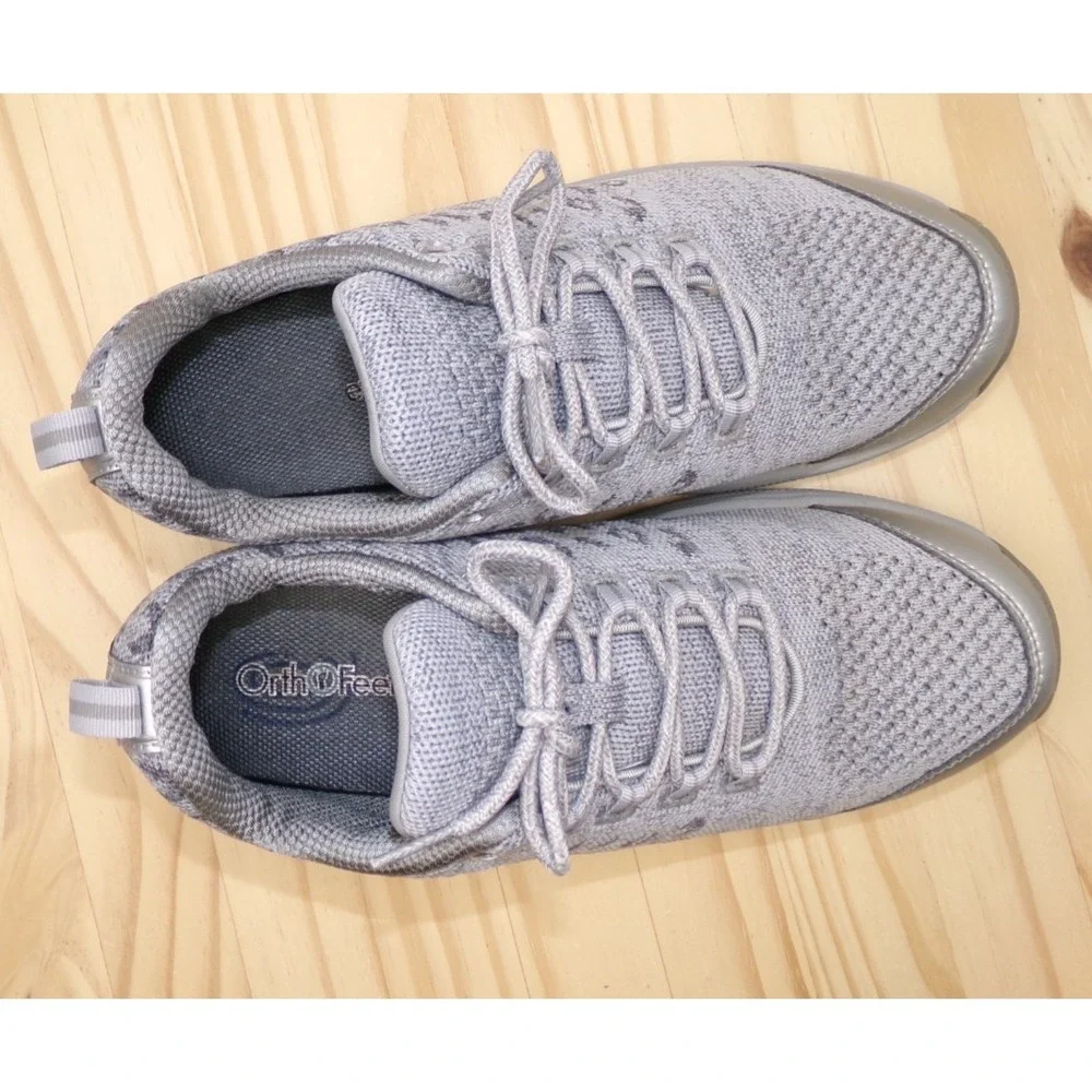 Orthofeet Coral 980 Shoes Womens Gray Leopard Size 9.5 D Wide Lace Up Sneakers